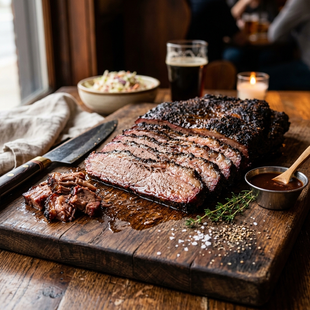 Delicious cooked meat display